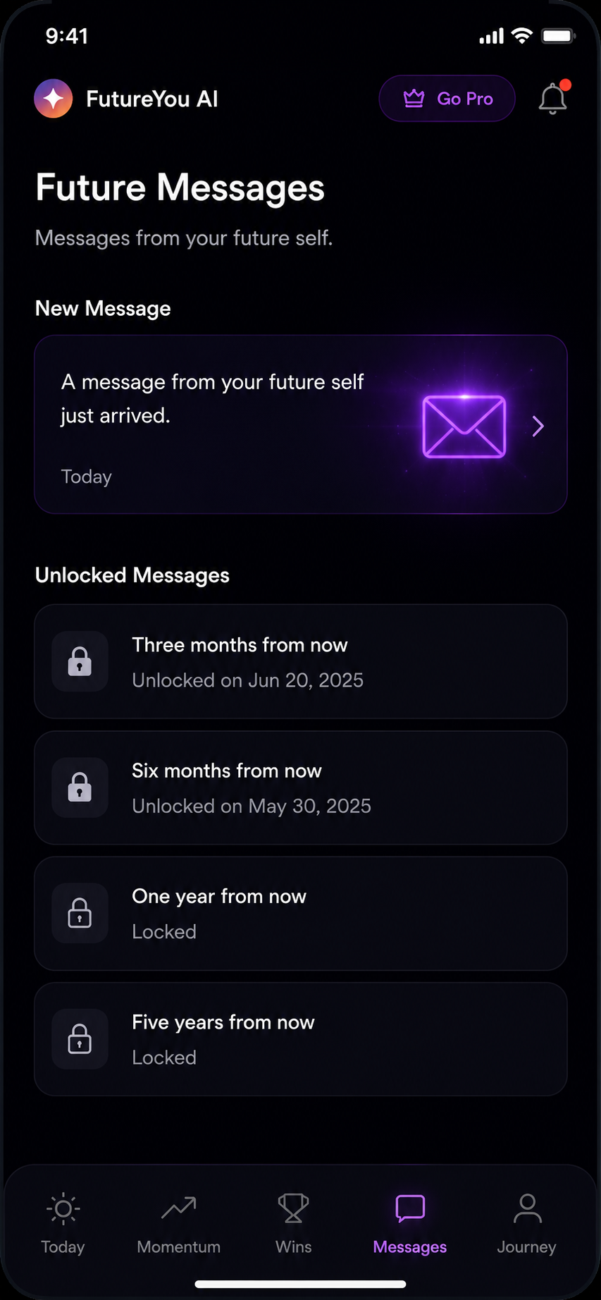 Messages screen